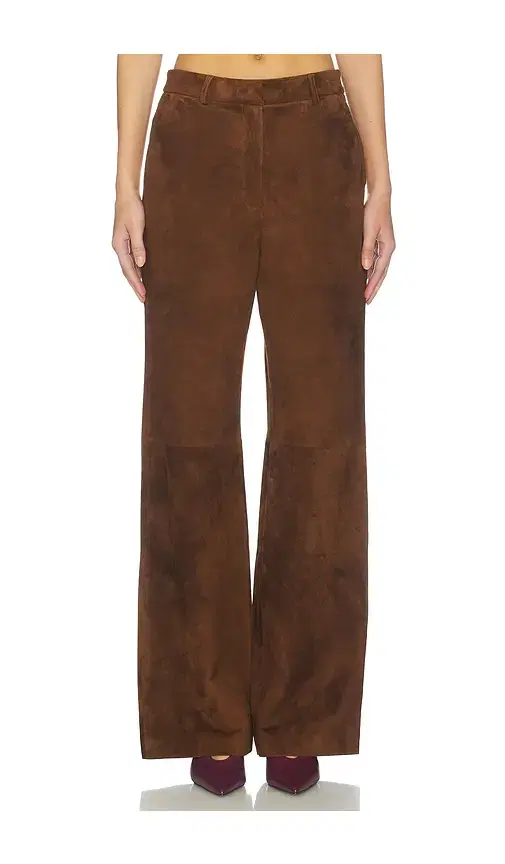 AEXAE Leather Suede Straight Leg Pant