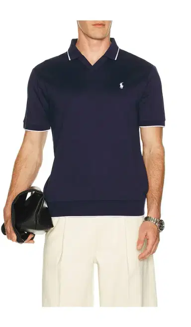 Polo Ralph Lauren Short Sleeve Jacquard Pique Johnny Collar Polo | Thumbnail 1