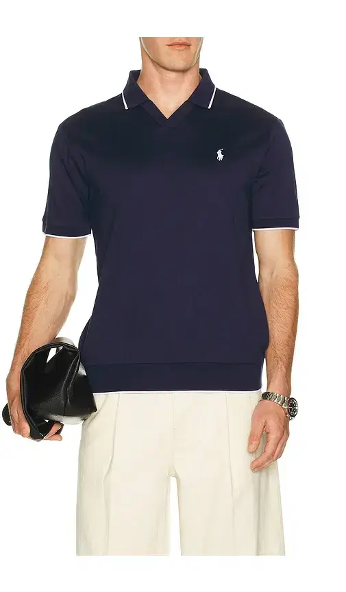 Polo Ralph Lauren Short Sleeve Jacquard Pique Johnny Collar Polo