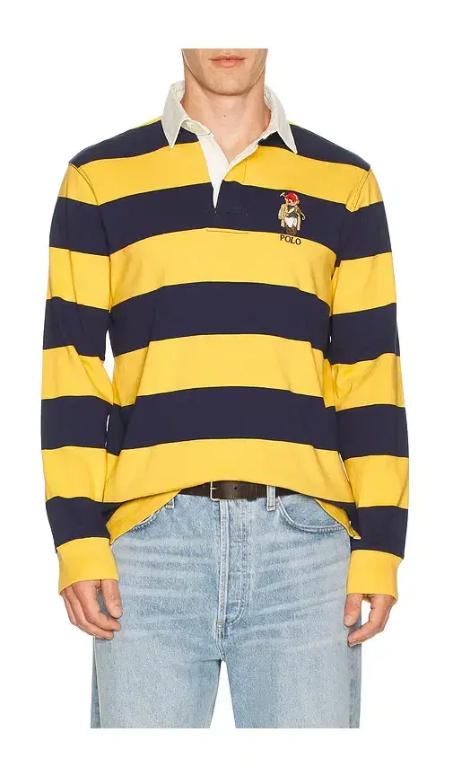 Polo Ralph Lauren Long Sleeve Jersey Knit Society Bear Rugby Shirt
