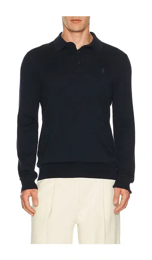 Polo Ralph Lauren Long Sleeve Merino Wool Button Placket Polo Sweater