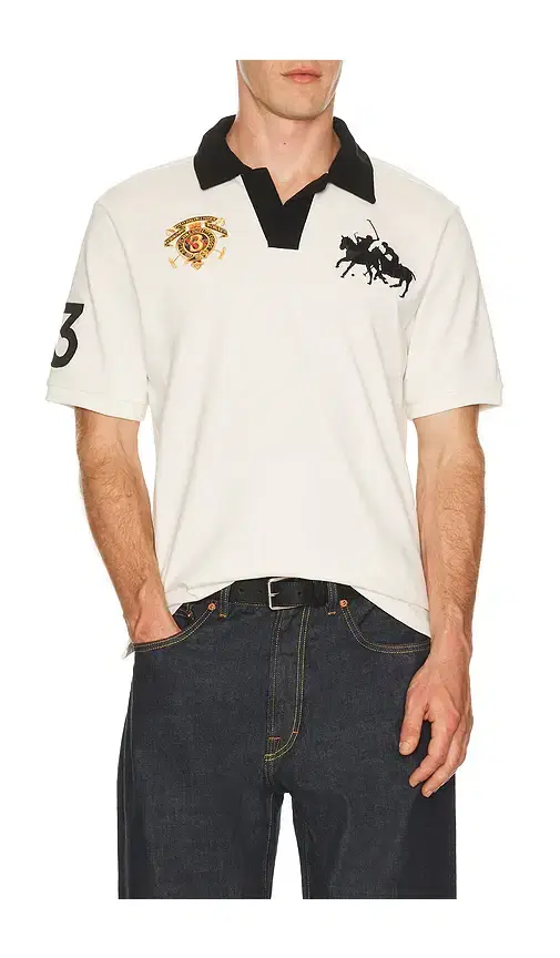 Polo Ralph Lauren Short Sleeve Jersey Knit Crest Logo Johnny Collar Polo