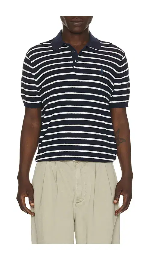 Polo Ralph Lauren Cotton Blend Textured 3 Button Placket Short Sleeve Polo Sweater