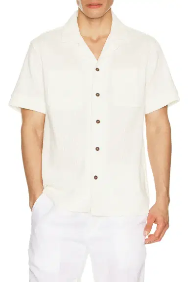 Polo Ralph Lauren Waffle Knit Cotton Linen Camp Shirt | Thumbnail 3