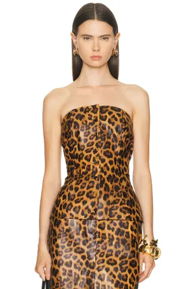 Aexae Leather Bandeau Peplum Top | Thumbnail 3