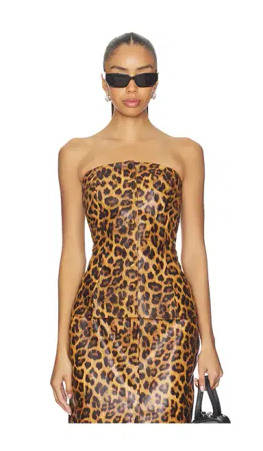 Aexae Leather Bandeau Peplum Top | Thumbnail 1