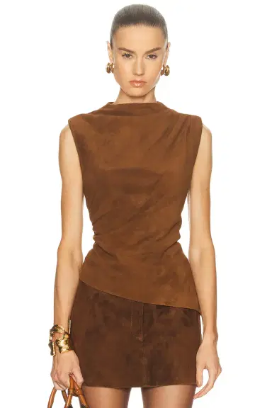 Aexae x REVOLVE Leather Suede Ruched Top | Thumbnail 3 Aexae x REVOLVE Leather Suede Ruched Top | Thumbnail 3