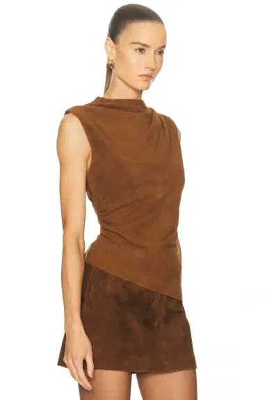 Aexae x REVOLVE Leather Suede Ruched Top | Thumbnail 4 Aexae x REVOLVE Leather Suede Ruched Top | Thumbnail 4