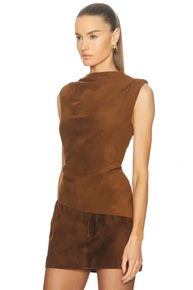 Aexae x REVOLVE Leather Suede Ruched Top | Thumbnail 5 Aexae x REVOLVE Leather Suede Ruched Top | Thumbnail 5