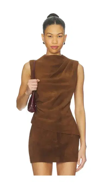 Aexae x REVOLVE Leather Suede Ruched Top | Thumbnail 1 Aexae x REVOLVE Leather Suede Ruched Top | Thumbnail 1