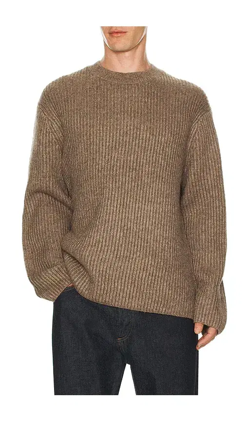 Theory Wool Cotton Long Sleeve Crew Neck Sweater