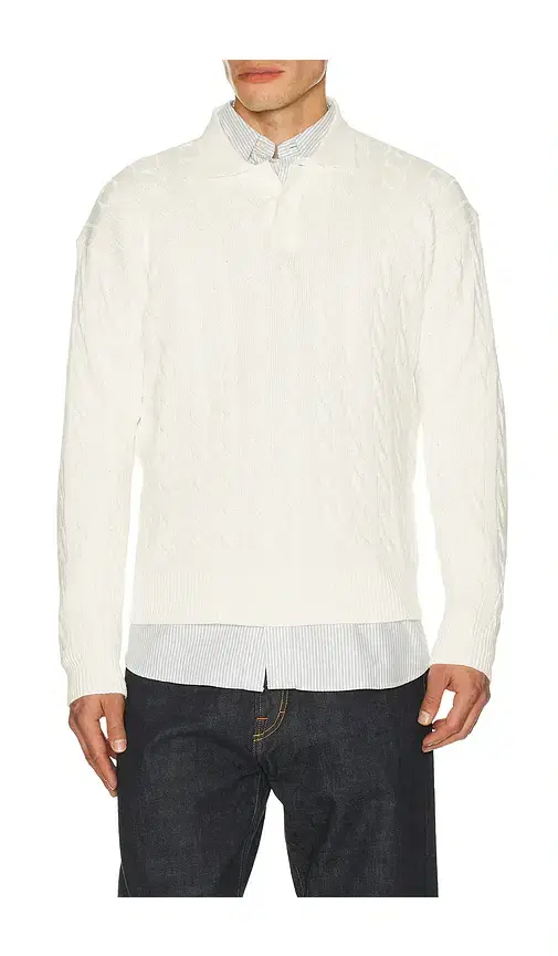 Polo Ralph Lauren Long Sleeve Garment Dyed Cable Knit Polo Sweater Relaxed Fit