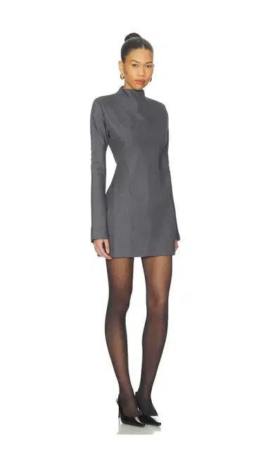 AEXAE Wool Contoured Turtleneck Long Sleeve Mini Dress | Thumbnail 2
