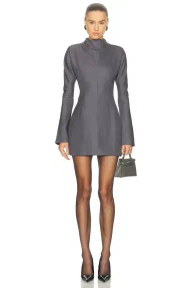 AEXAE Wool Contoured Turtleneck Long Sleeve Mini Dress | Thumbnail 3