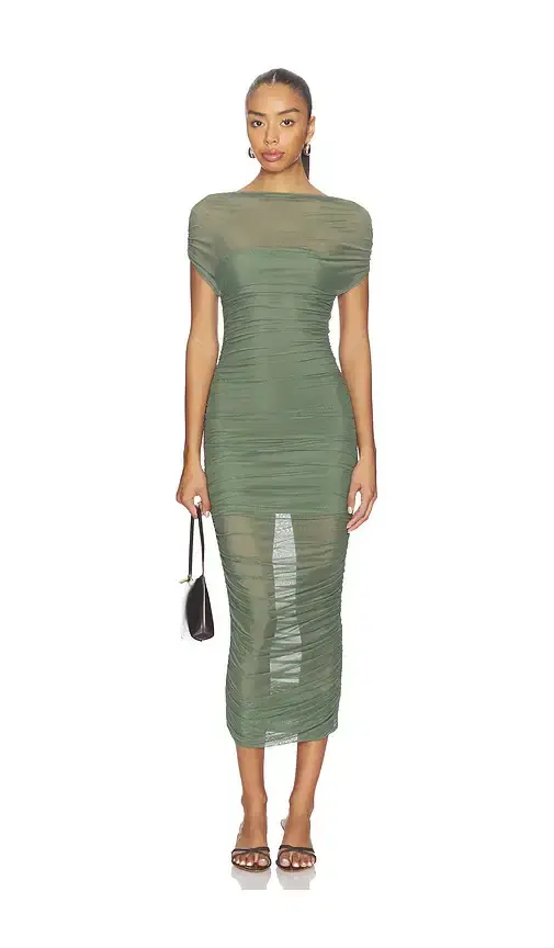 SEROYA Noel Off Shoulder Mesh Midi Dress