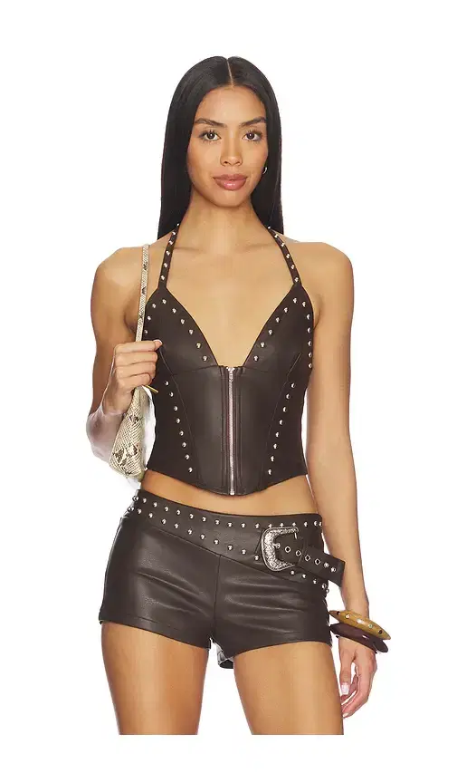 superdown Melisa Faux Leather Top