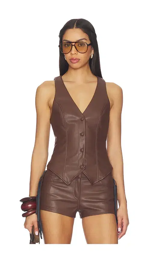 superdown Karina Faux Leather Vest