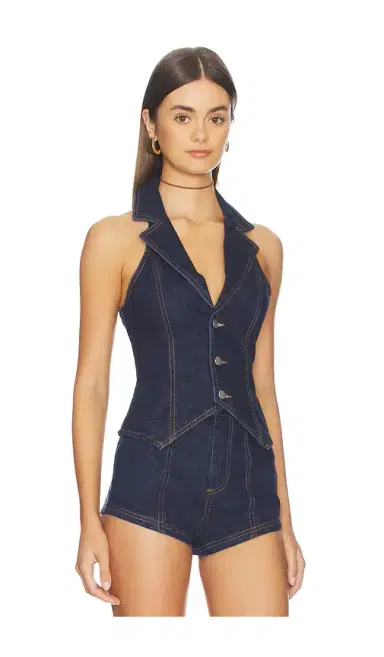 MORE TO COME Eleshia Denim Vest | Thumbnail 2