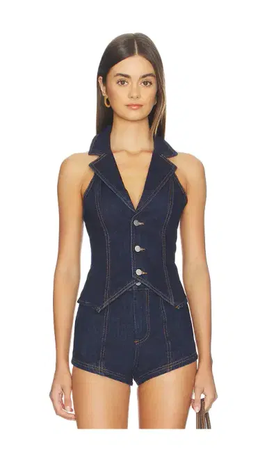 MORE TO COME Eleshia Denim Vest | Thumbnail 1