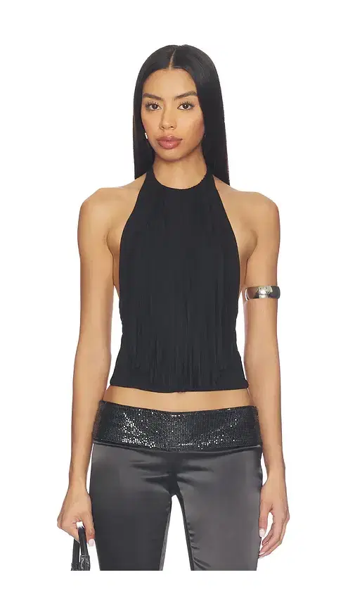 MORE TO COME Leigh Fringe Halter Top