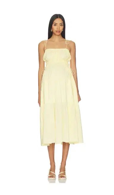 BUMPSUIT Shirred Midi Poplin Dress | Thumbnail 2