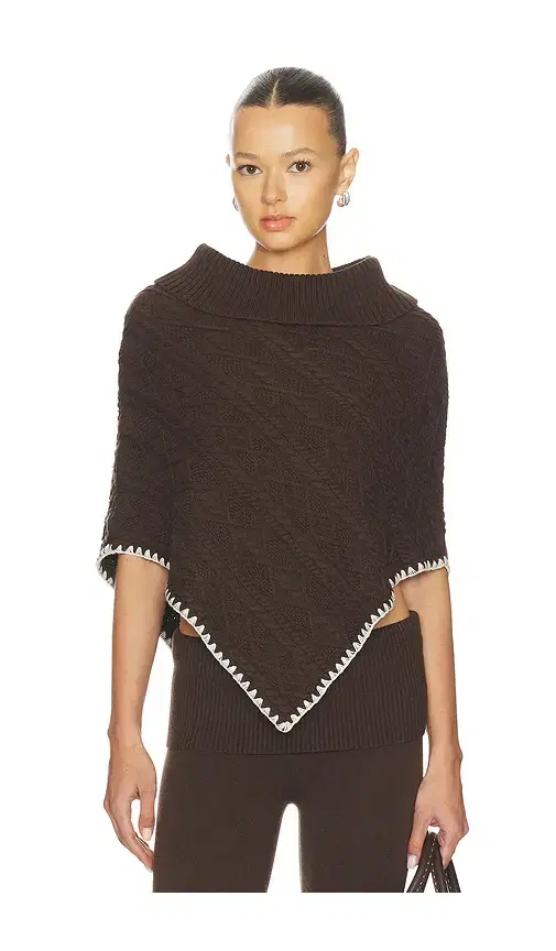 Frankies Bikinis Windswept Cotton Knit Poncho