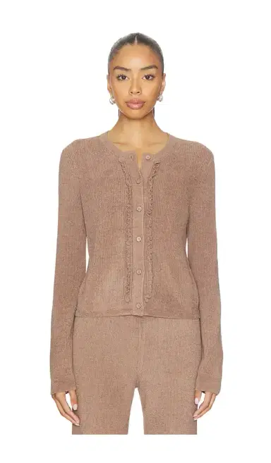 Barefoot Dreams CozyChic Ultra Lite Pointelle Rib Ruffle Front Cardigan | Thumbnail 1