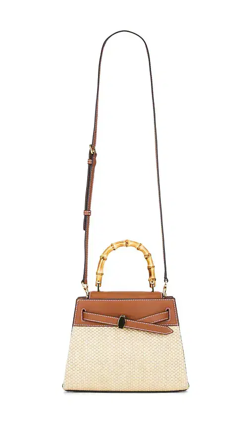 Veronica Beard Raffia Dash Top Handle Bag