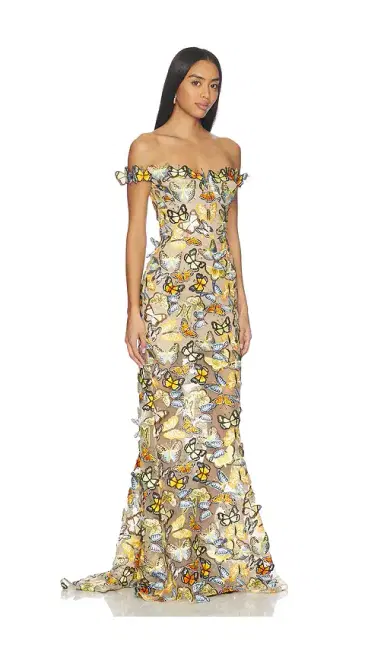 Bronx and Banco Bella Butterfly Jasmine Off The Shoulder Gown | Thumbnail 2 Bronx and Banco Bella Butterfly Jasmine Off The Shoulder Gown | Thumbnail 2