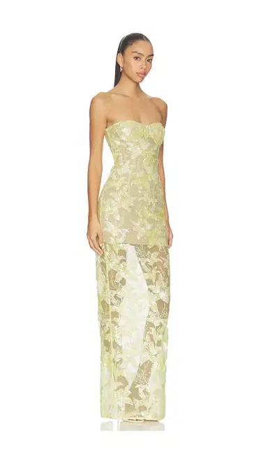 Bronx and Banco Daffodil Sequin Dahlia Strapless Maxi Dress | Thumbnail 2