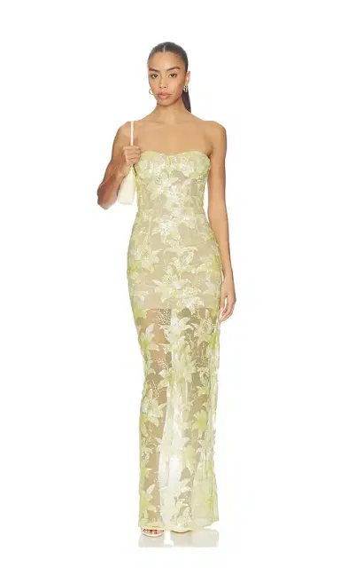 Bronx and Banco Daffodil Sequin Dahlia Strapless Maxi Dress | Thumbnail 1