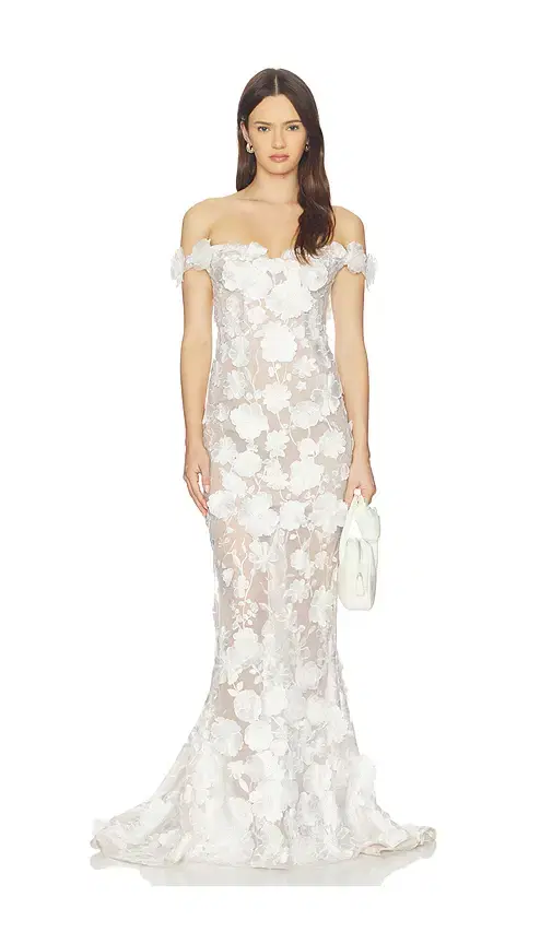 Bronx Banco Jasmine Floral Off The Shoulder Gown
