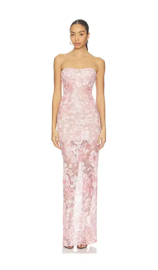 Bronx Banco Capri Sequin Dahlia Strapless Maxi Dress