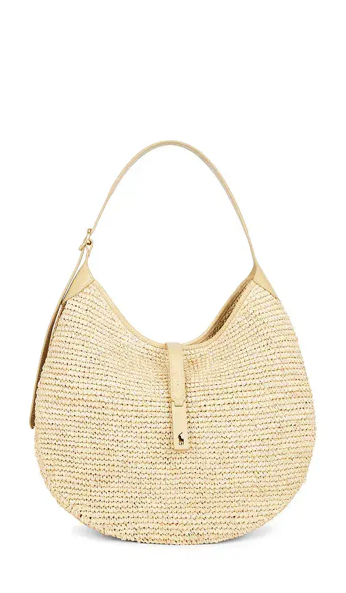 Polo Ralph Lauren Raffia Leather Medium Shoulder Bag