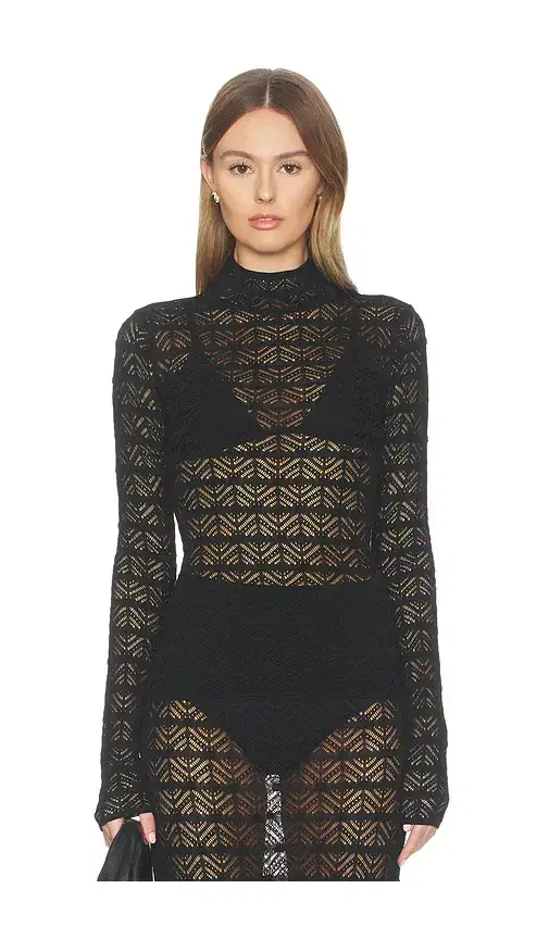 NBD Kyriah Pointelle Knit Top
