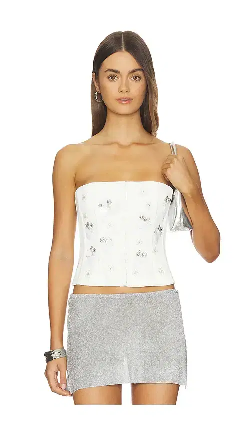 GUIZIO Embellished Satin Corset