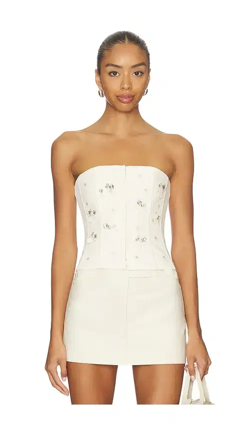 GUIZIO Embellished Twill Corset Top