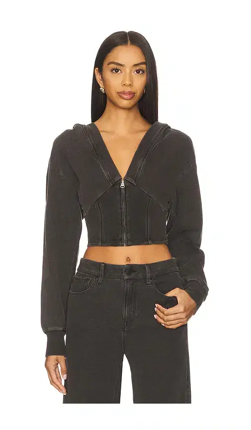 Good American Jeanius Zip Up Hoodie