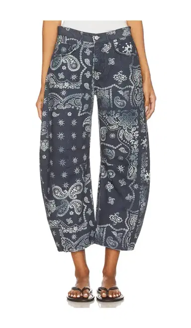 Free People x We The Free Good Luck Printed Barrel Jean | Thumbnail 1