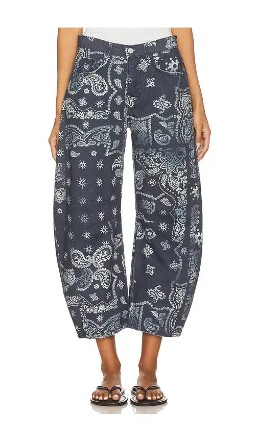 Free People x We The Free Good Luck Printed Barrel Jean