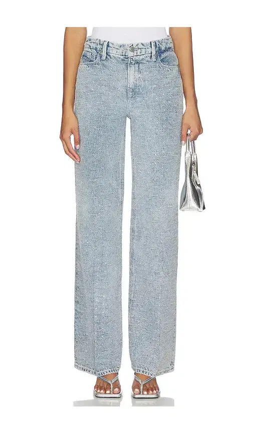 Good American Good Skate Wide Leg Crystal Jeans