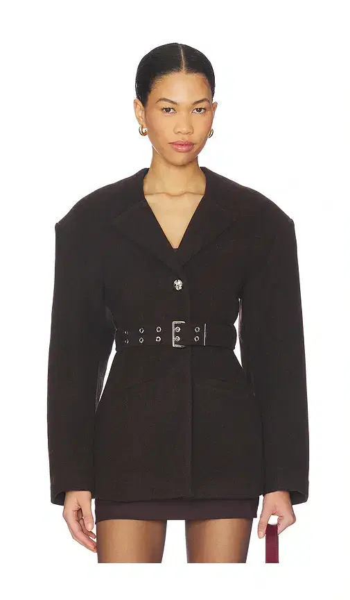 Ganni Peacot Wool Fitted Jacket
