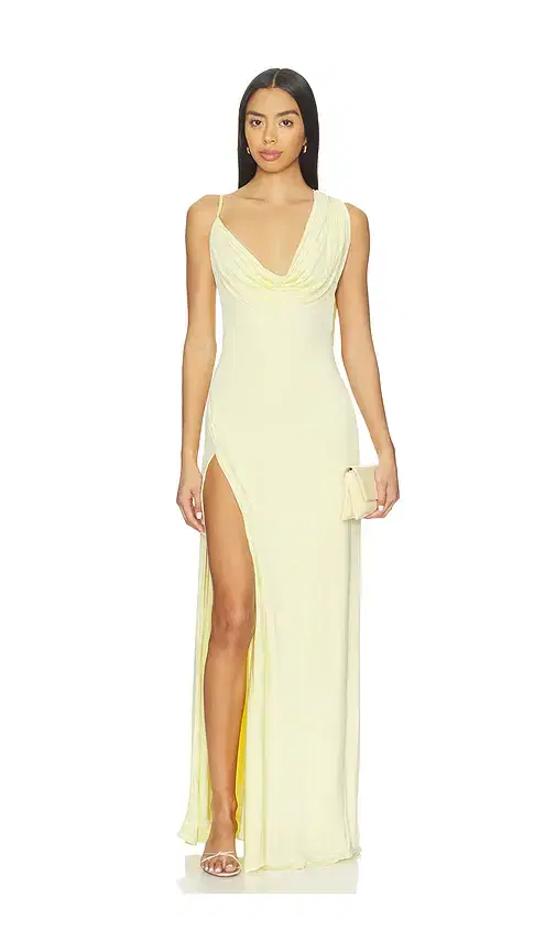 NBD Tessa Draped Shoulder Maxi Dress