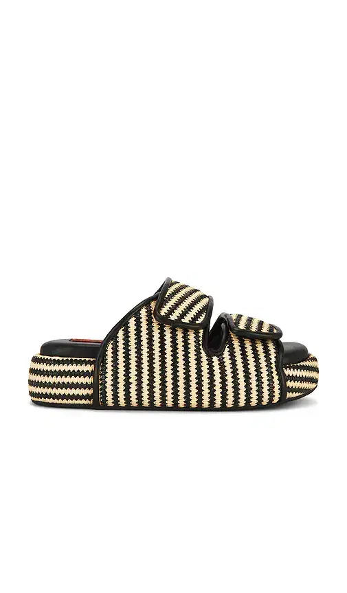 Stripe Raffia Cro Slide
