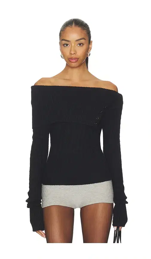 GUIZIO Draped Collar Knit Jumper