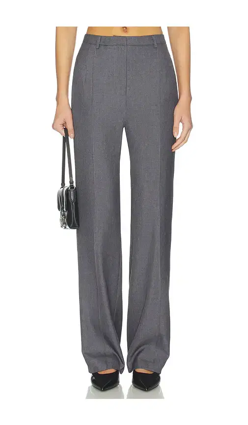 AEXAE Twill Pleated Straight Leg Trouser