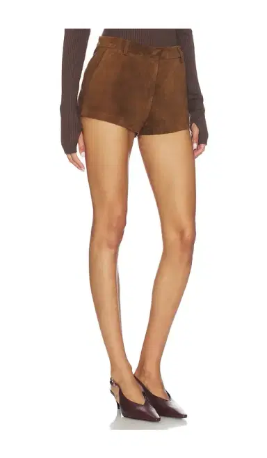 AEXAE Leather Suede Mini Short | Thumbnail 2