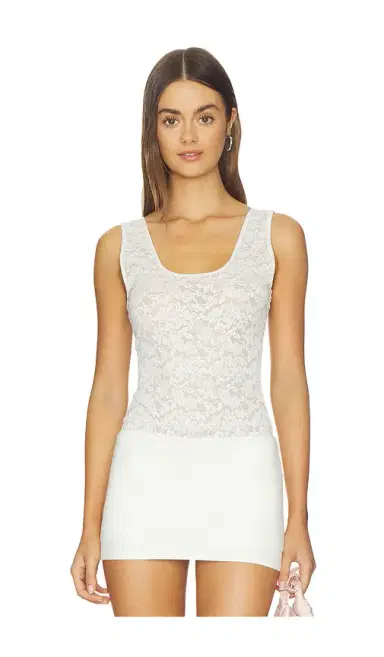 Good American Stretch Lace Scoop Tank Bodysuit | Thumbnail 1