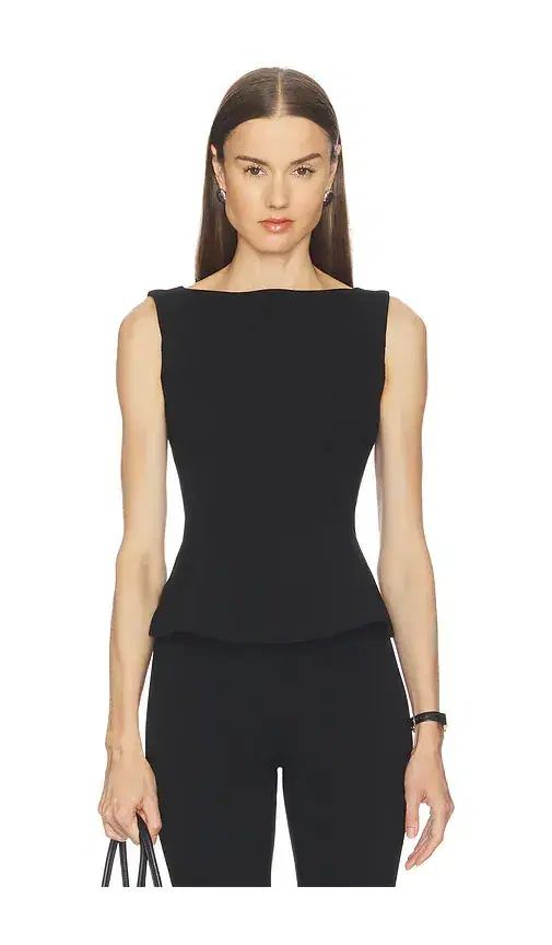 Good American Soft Stretch Ponte Straight Neck Top