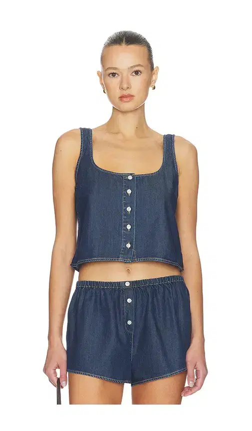 Good American Denim Button Front Tank Top